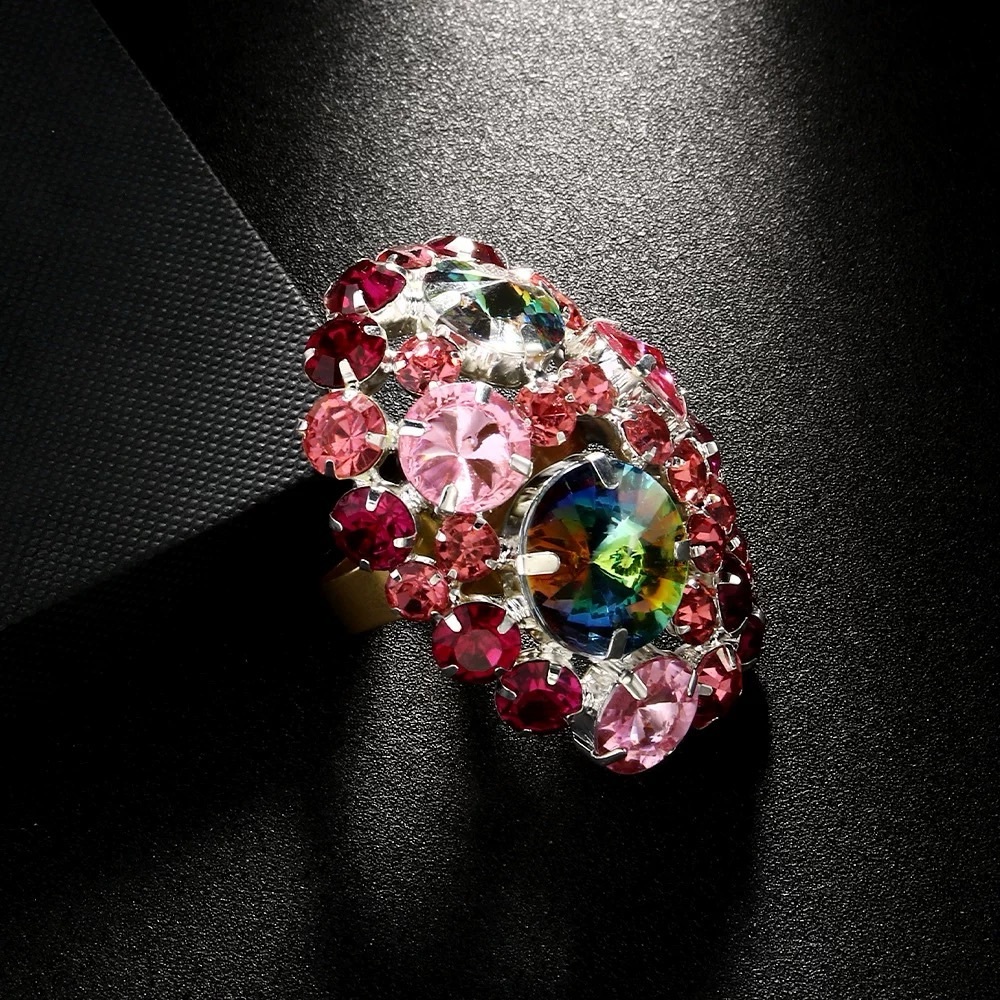 Elegant Multicolor Crystal Statement Ring - image 2